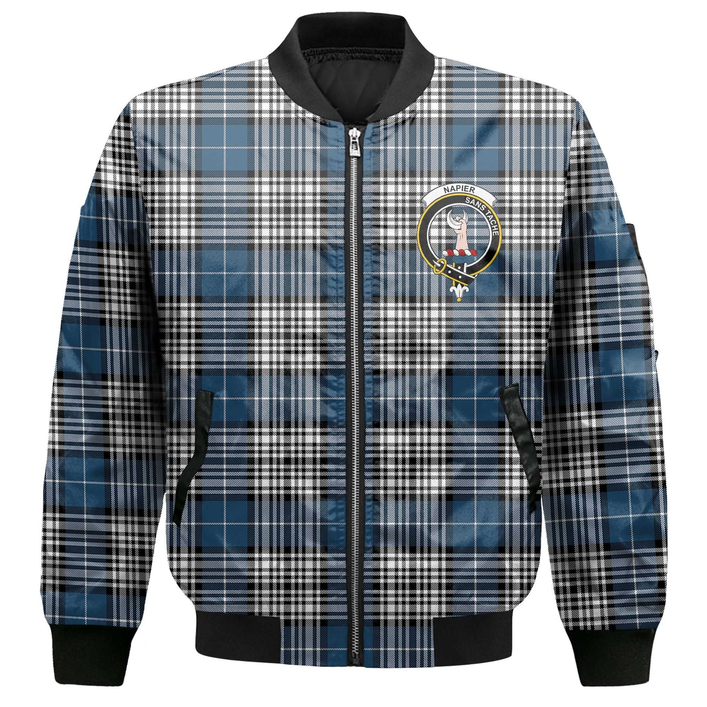 Clan Napier Tartan Men Bomber Jacket Crest And Plaid Basic Style