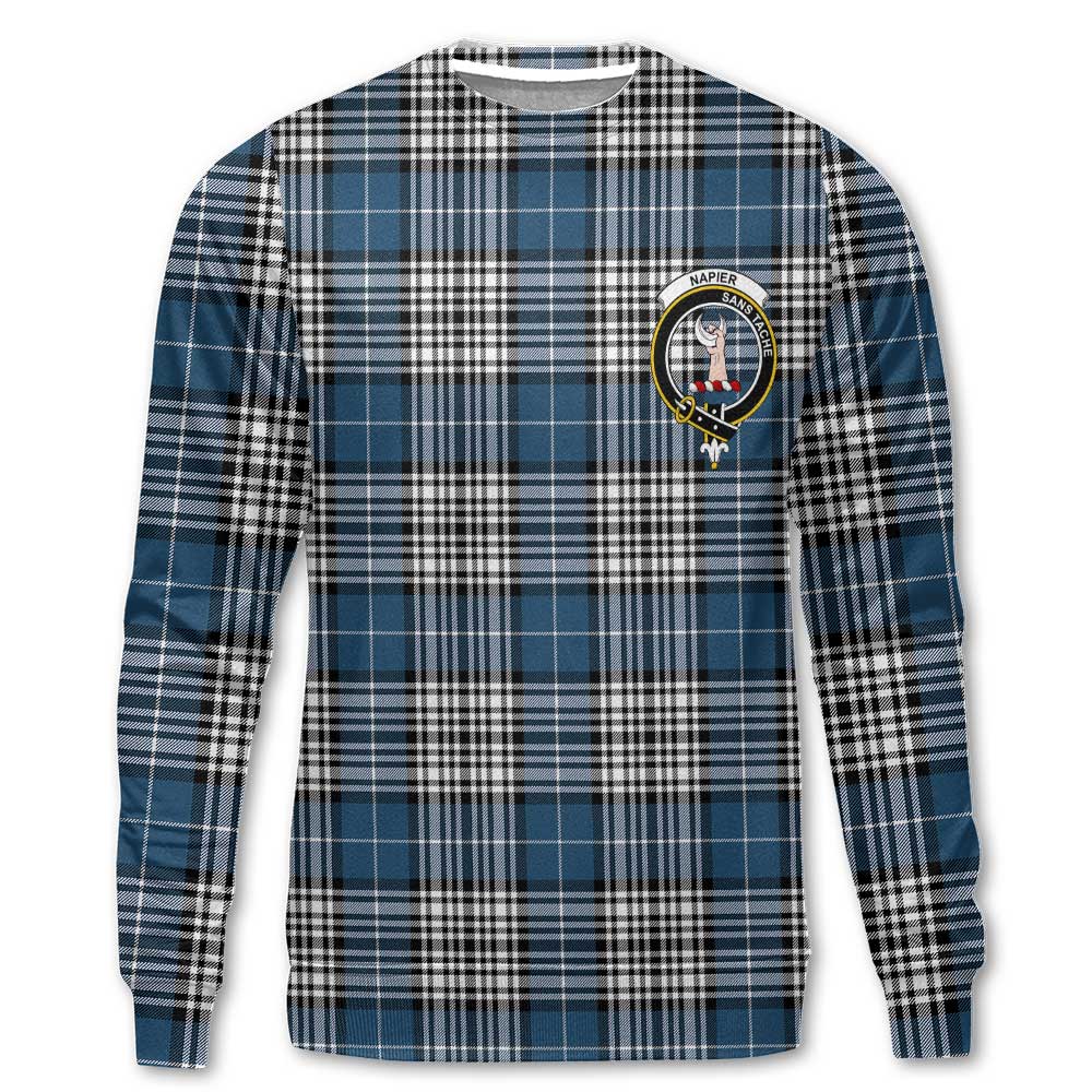 Clan Napier Tartan Men Sweatshirt Crest And Plaid Basic Style