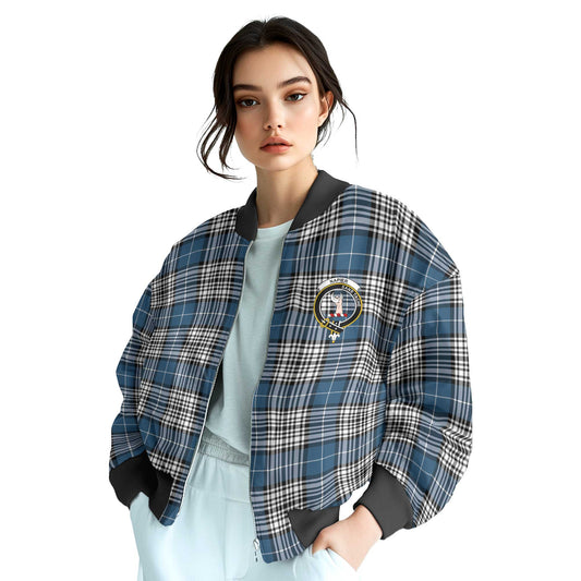 Clan Napier Tartan Women Bomber Jacket Crest And Plaid Basic Style