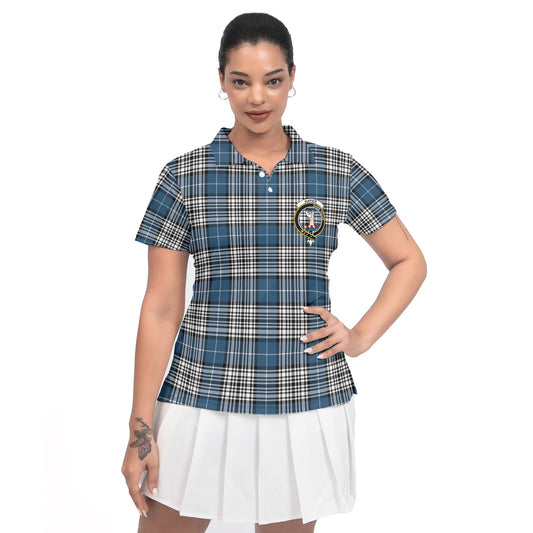 Clan Napier Tartan Women Polo Shirt Crest And Plaid Basic Style