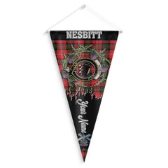Clan Nesbitt Tartan Felt Pennant Crest And Plaid Basic Style