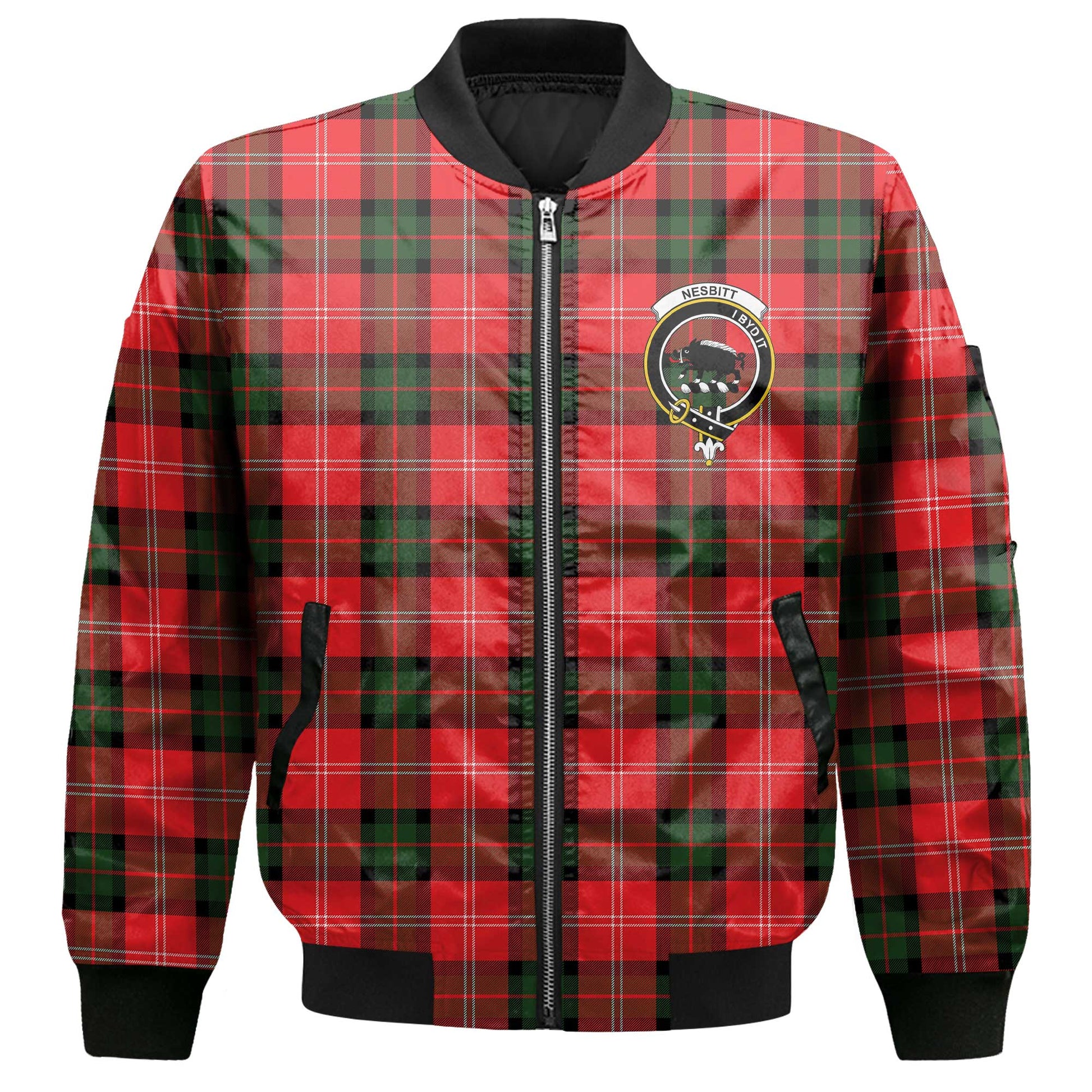 Clan Nesbitt Tartan Men Bomber Jacket Crest And Plaid Basic Style