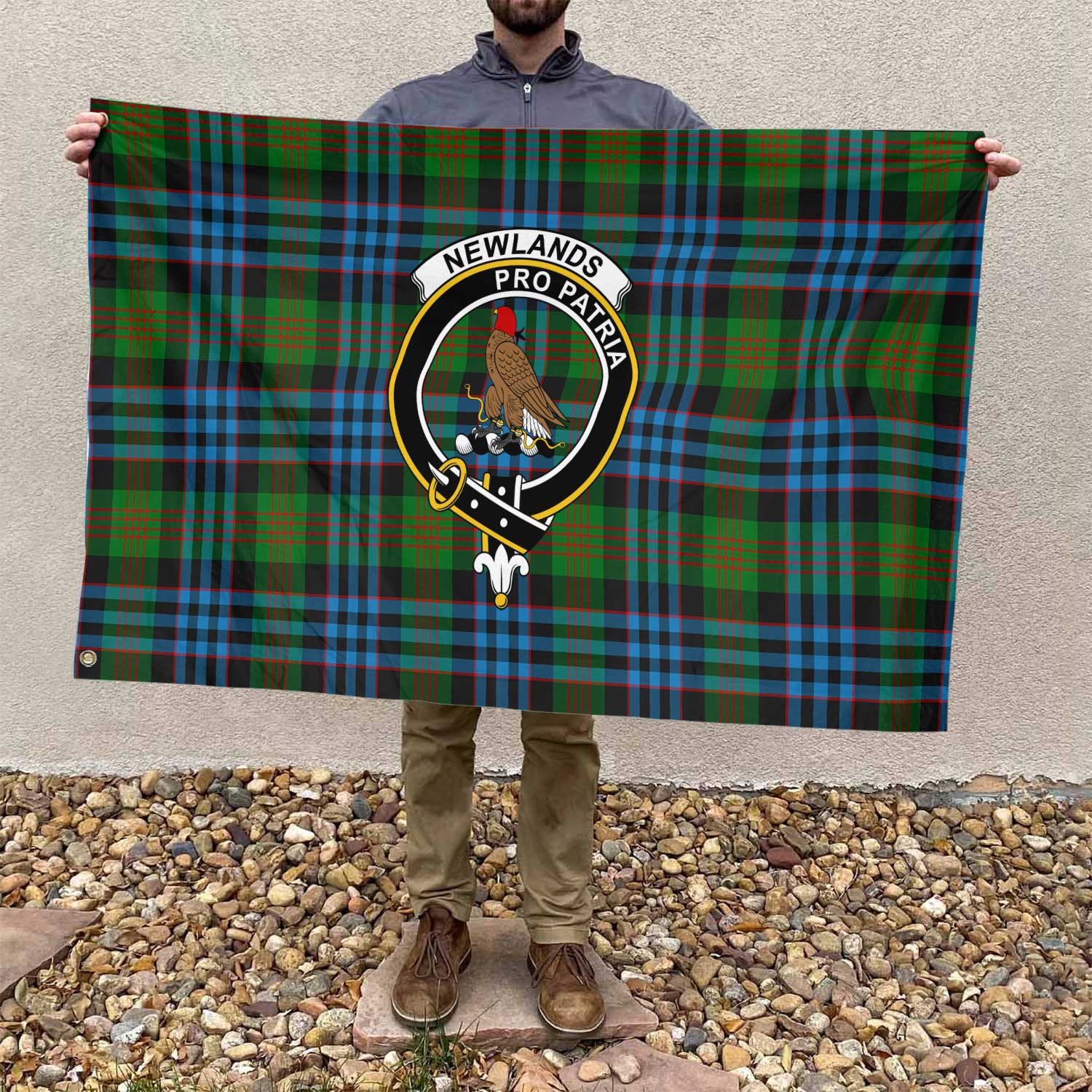 Clan Newlands Tartan Flag Crest And Plaid Basic Style