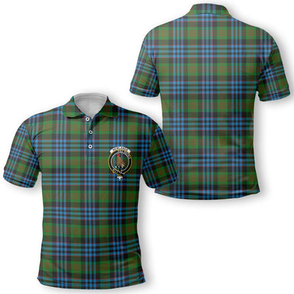 Clan Newlands Tartan Golf Tartan Men Polo Shirt Crest And Plaid Basic Style