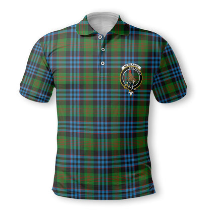 Clan Newlands Tartan Golf Tartan Men Polo Shirt Crest And Plaid Basic Style