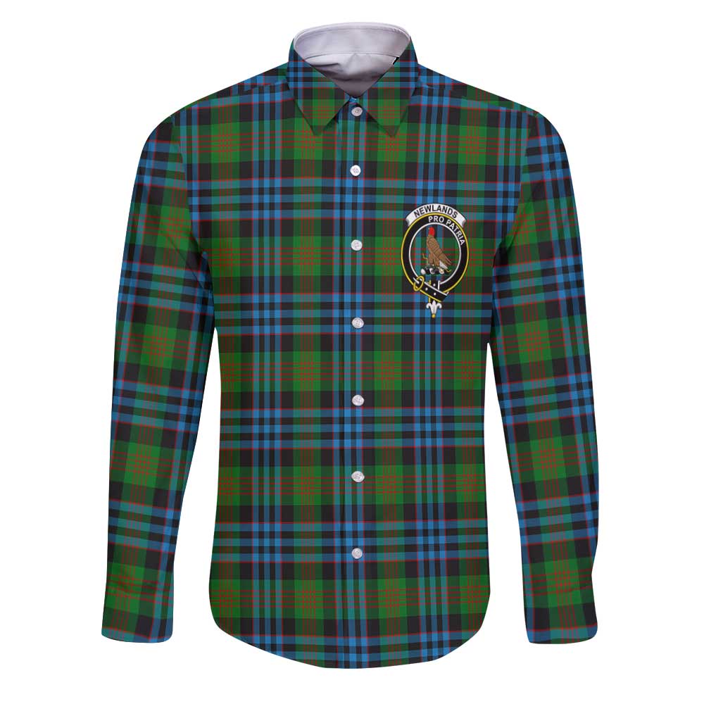 Clan Newlands Tartan Long Sleeve Button Shirt Crest And Plaid Basic Style