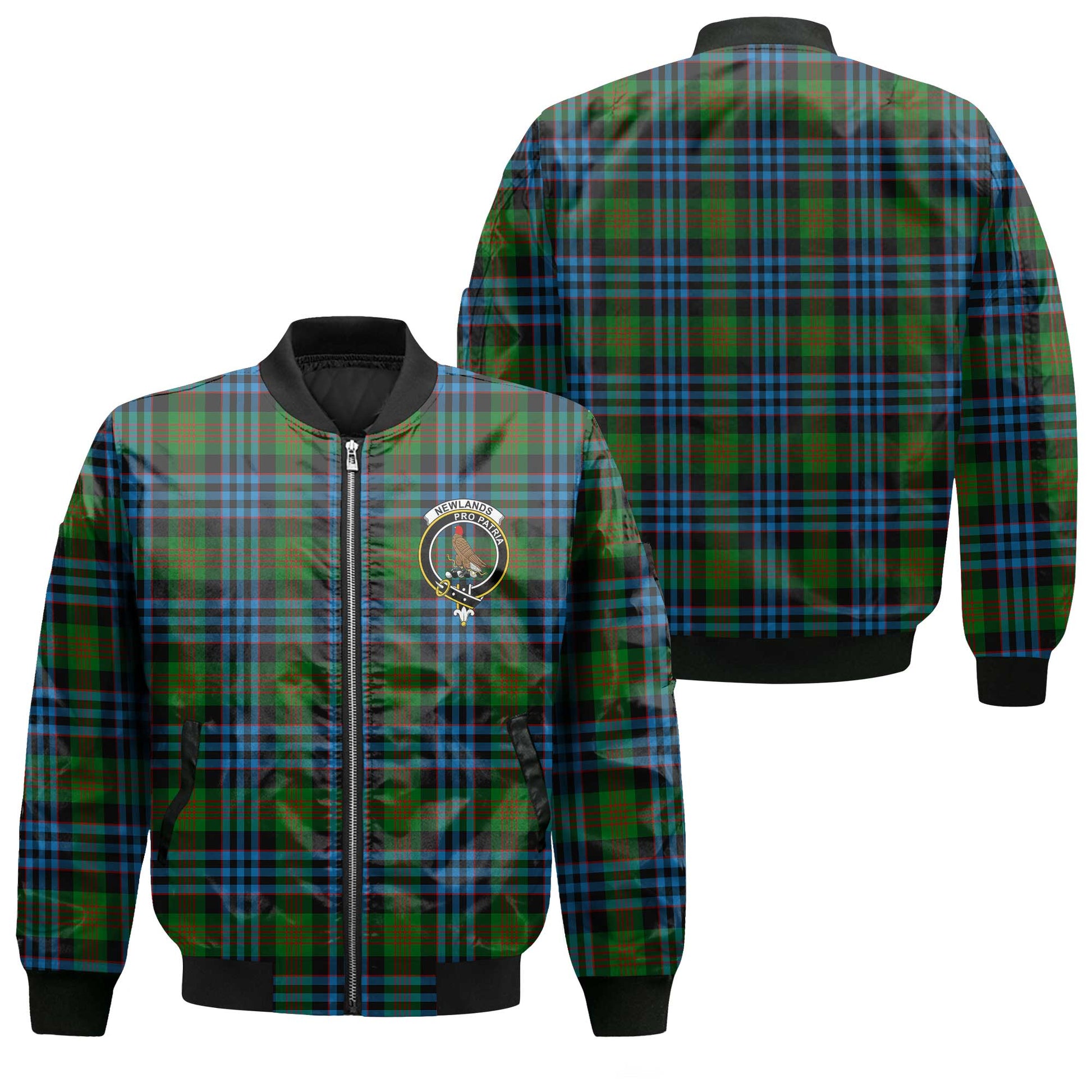 Clan Newlands Tartan Men Bomber Jacket Crest And Plaid Basic Style