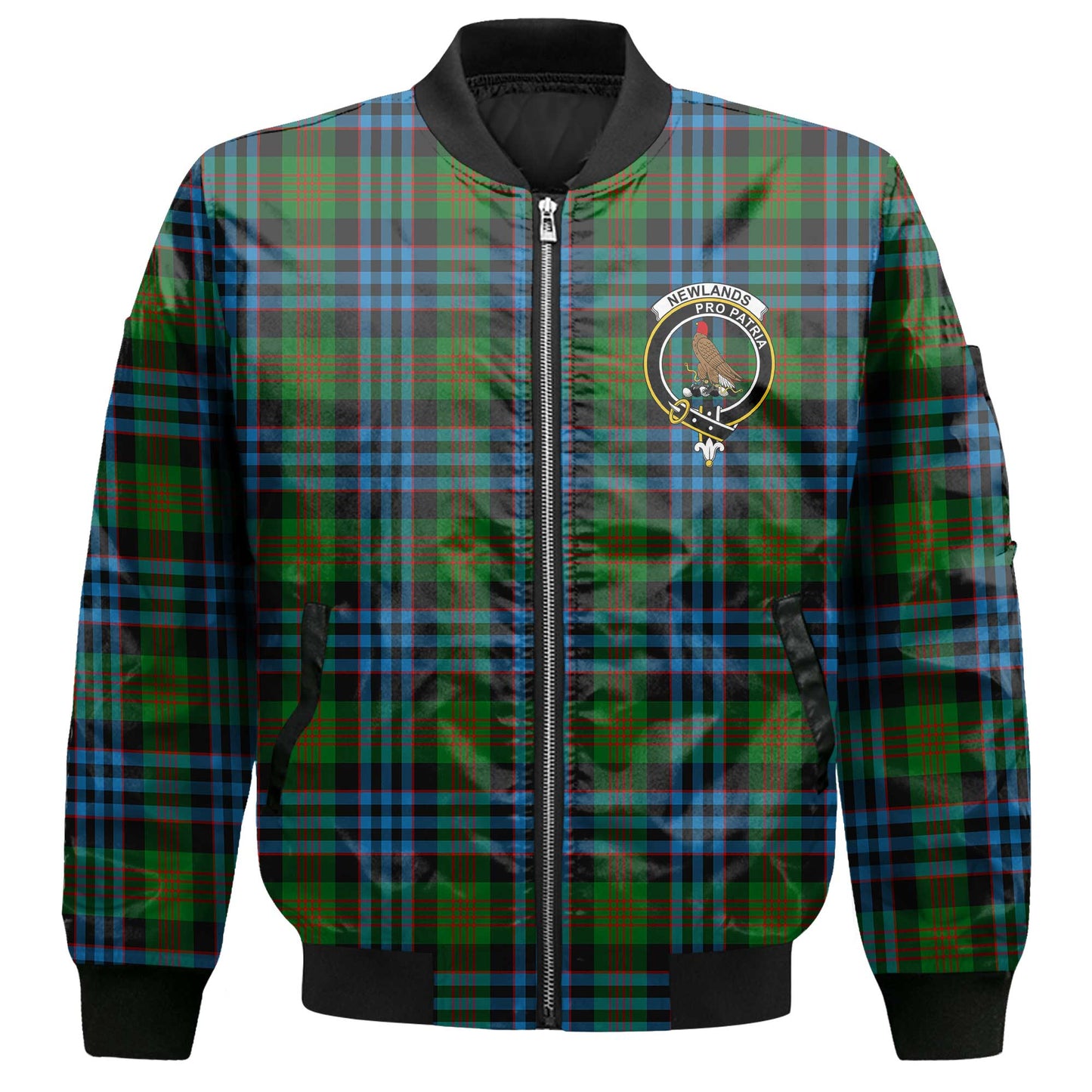 Clan Newlands Tartan Men Bomber Jacket Crest And Plaid Basic Style