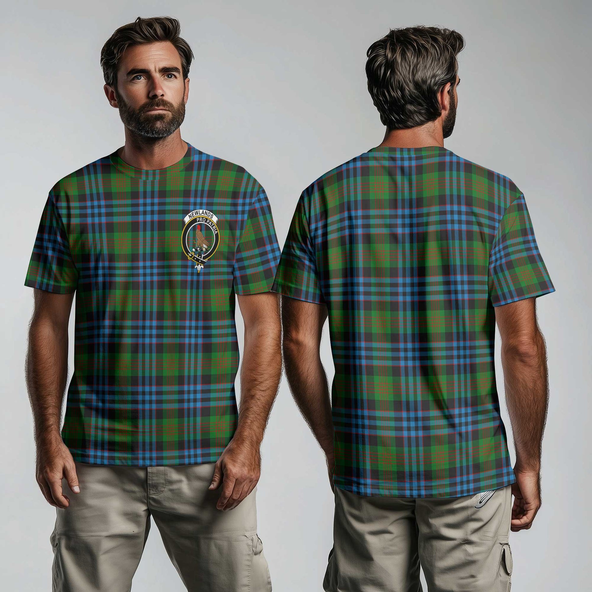 Clan Newlands Tartan Men T Shirt Crest And Plaid Basic Style