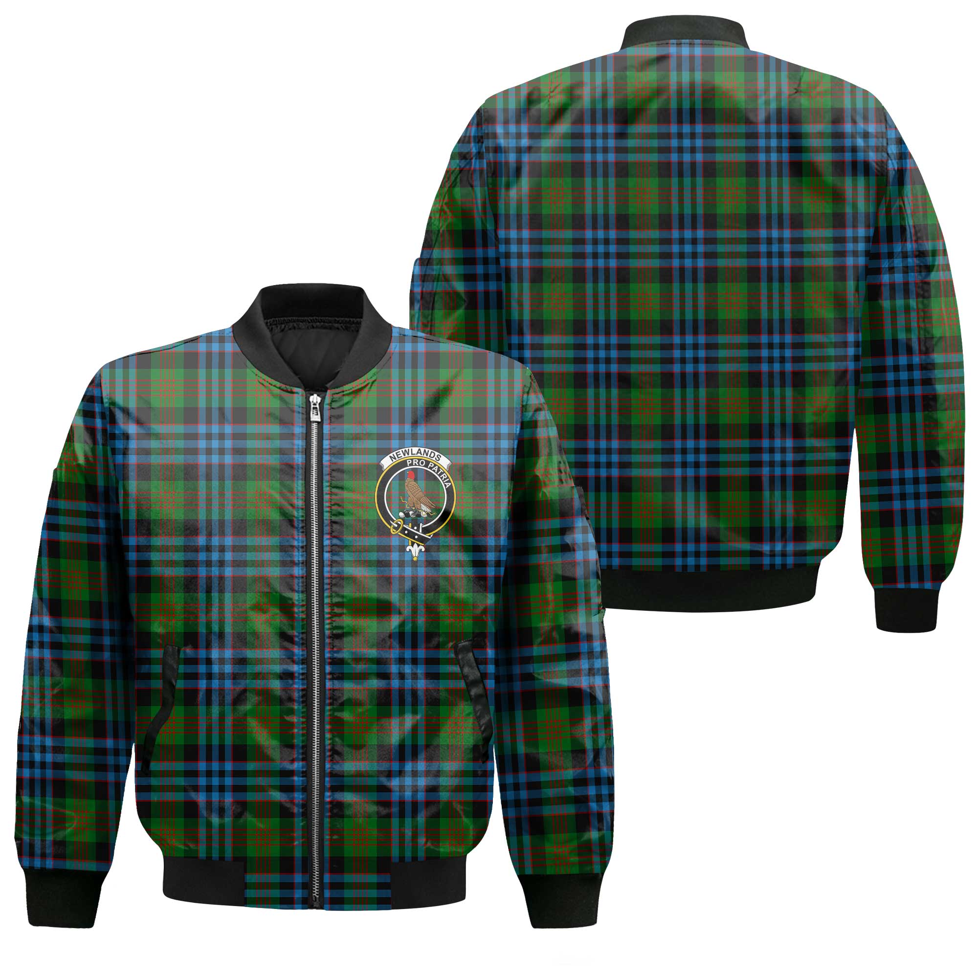 Clan Newlands Tartan Women Bomber Jacket Crest And Plaid Basic Style
