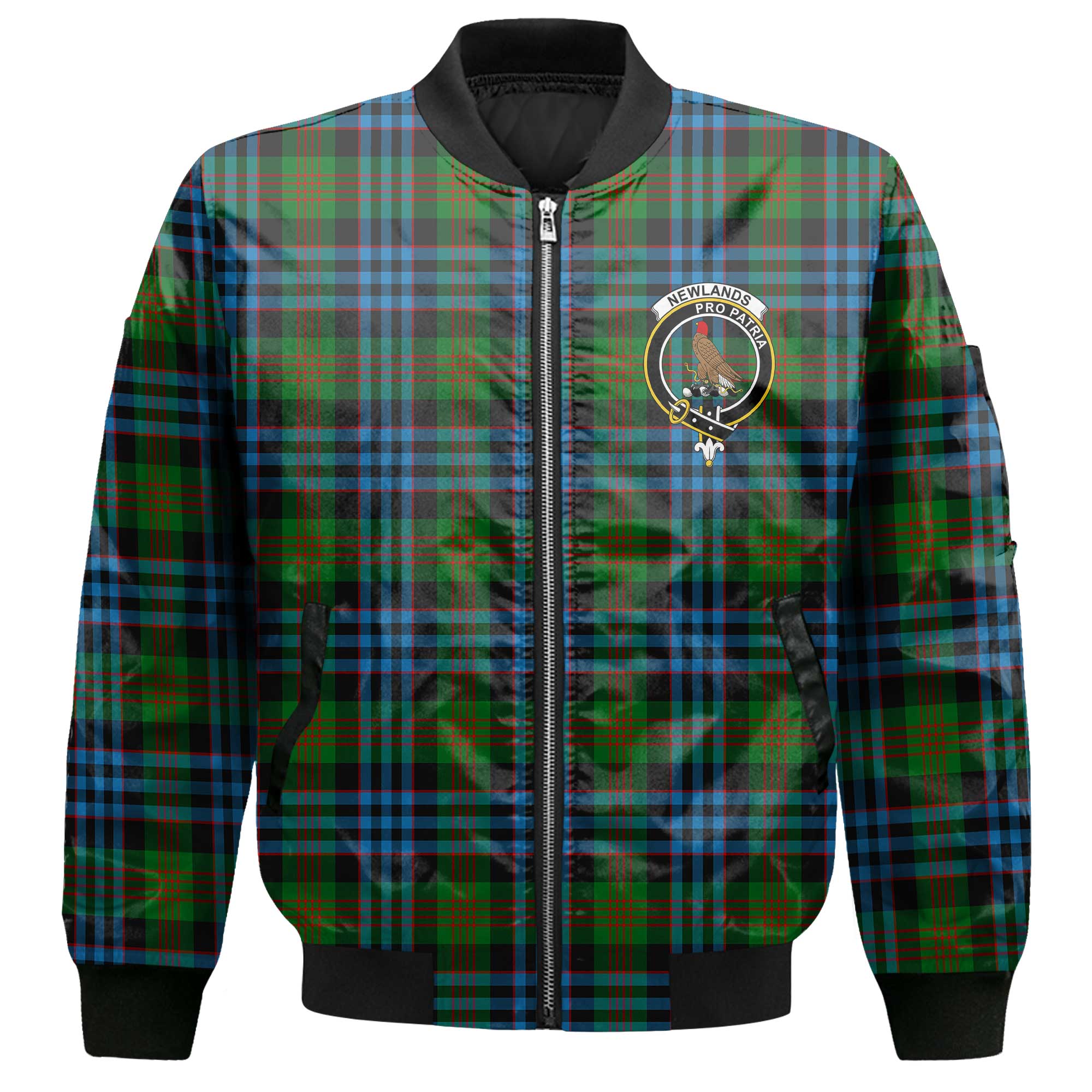 Clan Newlands Tartan Women Bomber Jacket Crest And Plaid Basic Style
