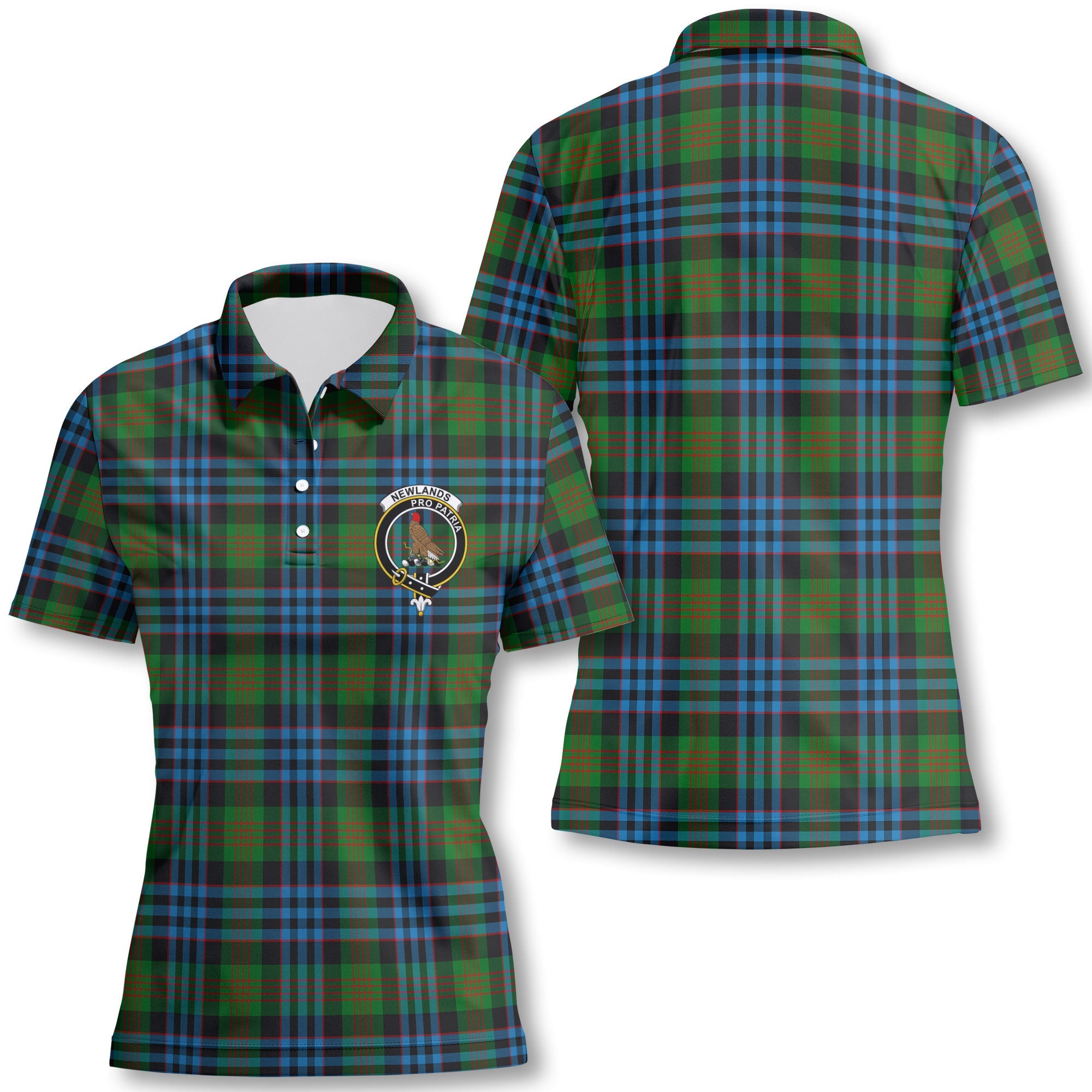 Clan Newlands Tartan Women Polo Shirt Crest And Plaid Basic Style
