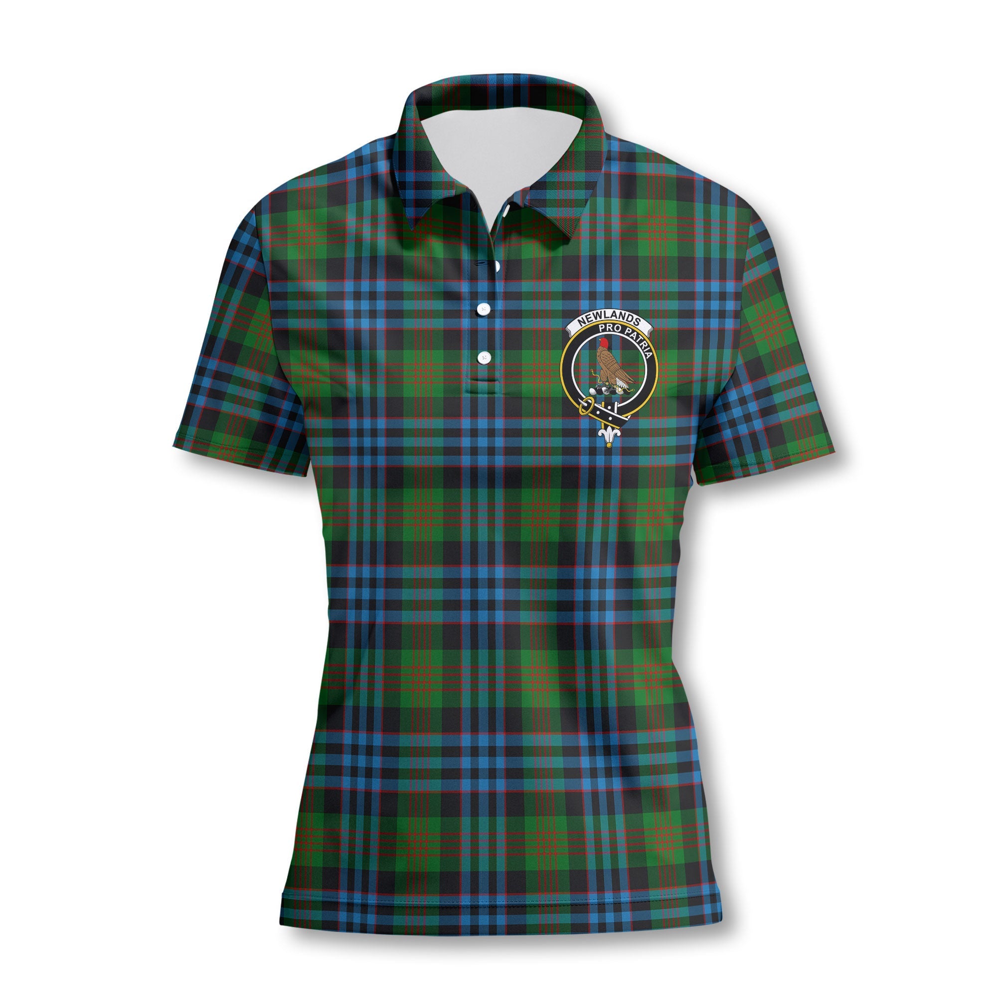 Clan Newlands Tartan Women Polo Shirt Crest And Plaid Basic Style
