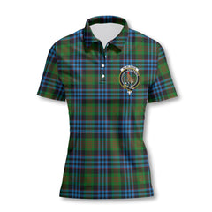 Clan Newlands Tartan Women Polo Shirt Crest And Plaid Basic Style