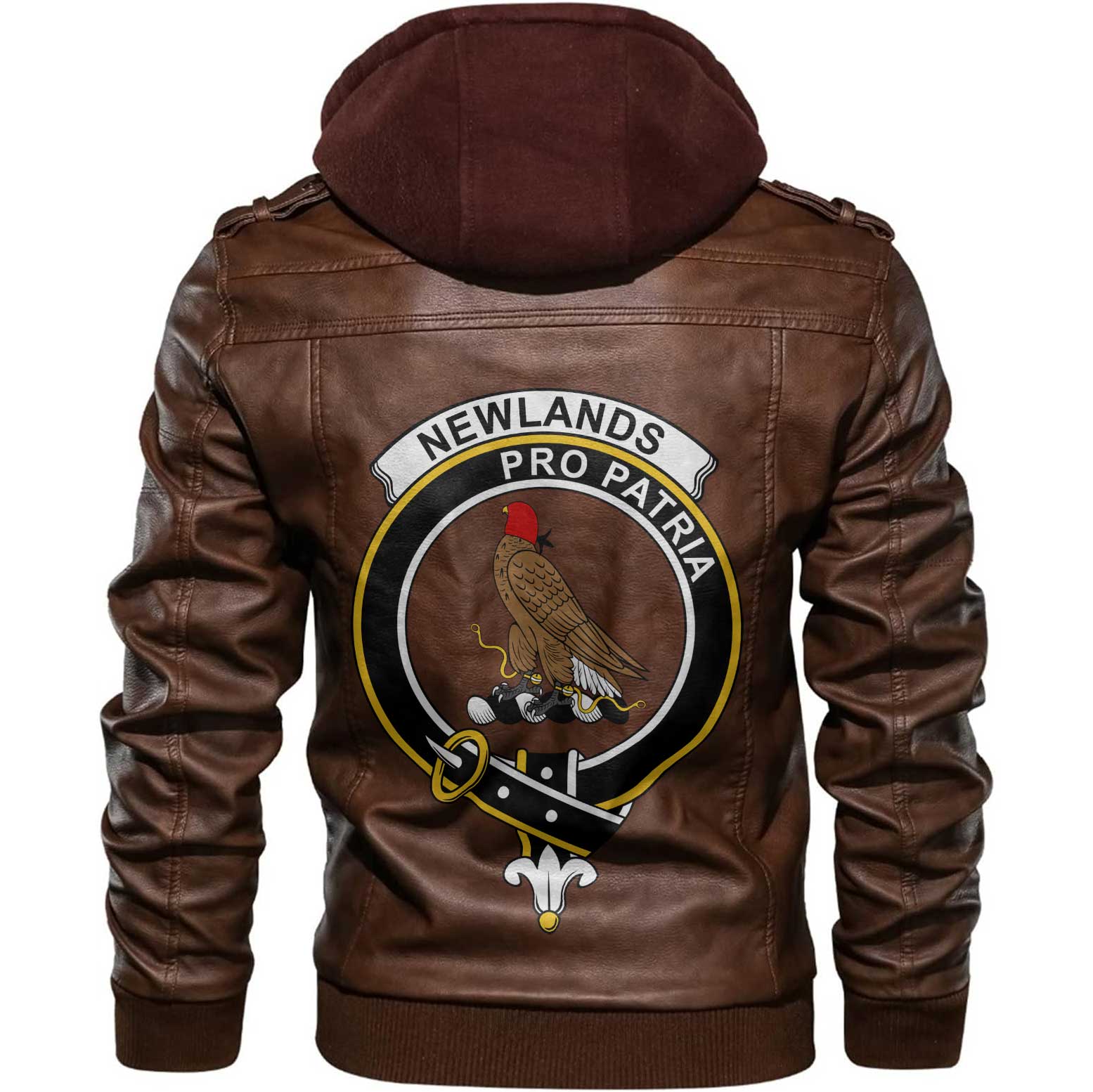 Clan Newlands Tartan Zip Leather Jacket Crest And Plaid Basic Style