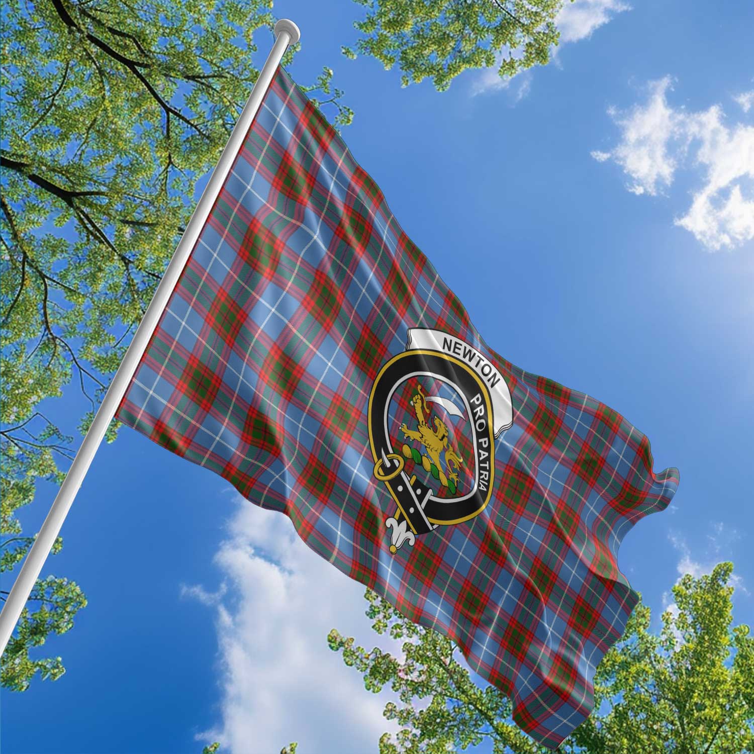 Clan Newton Tartan Flag Crest And Plaid Basic Style