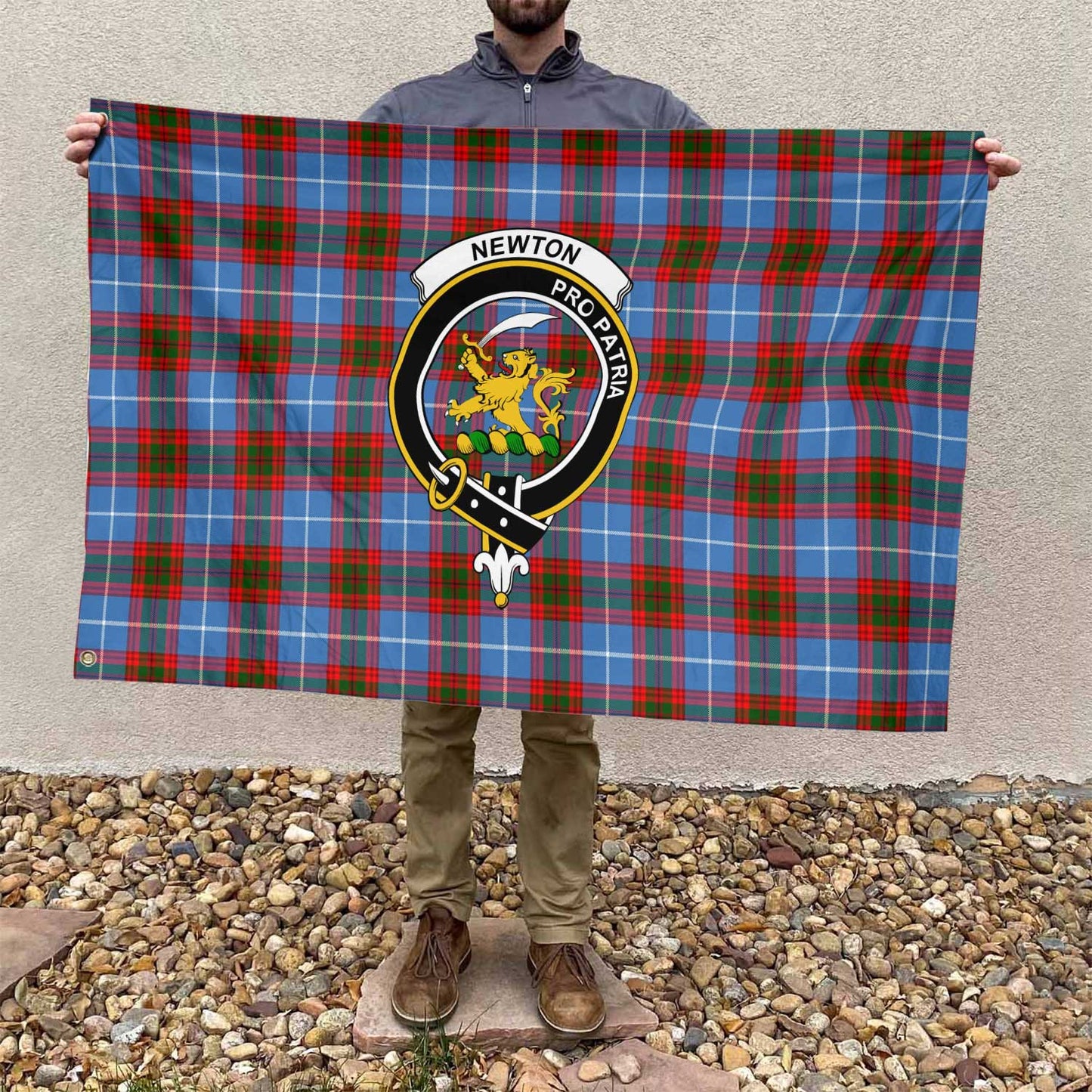 Clan Newton Tartan Flag Crest And Plaid Basic Style