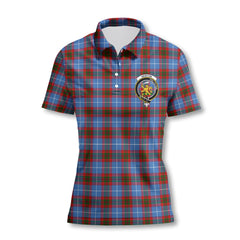 Clan Newton Tartan Women Polo Shirt Crest And Plaid Basic Style