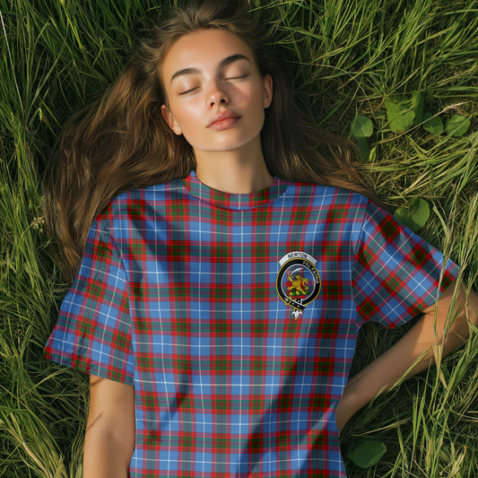 Clan Newton Tartan Women T Shirt Crest And Plaid Basic Style