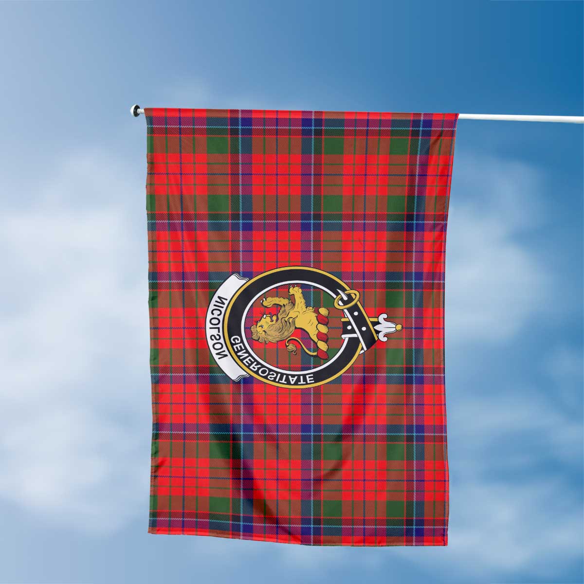 Clan Nicolson Tartan Flag Crest And Plaid Basic Style