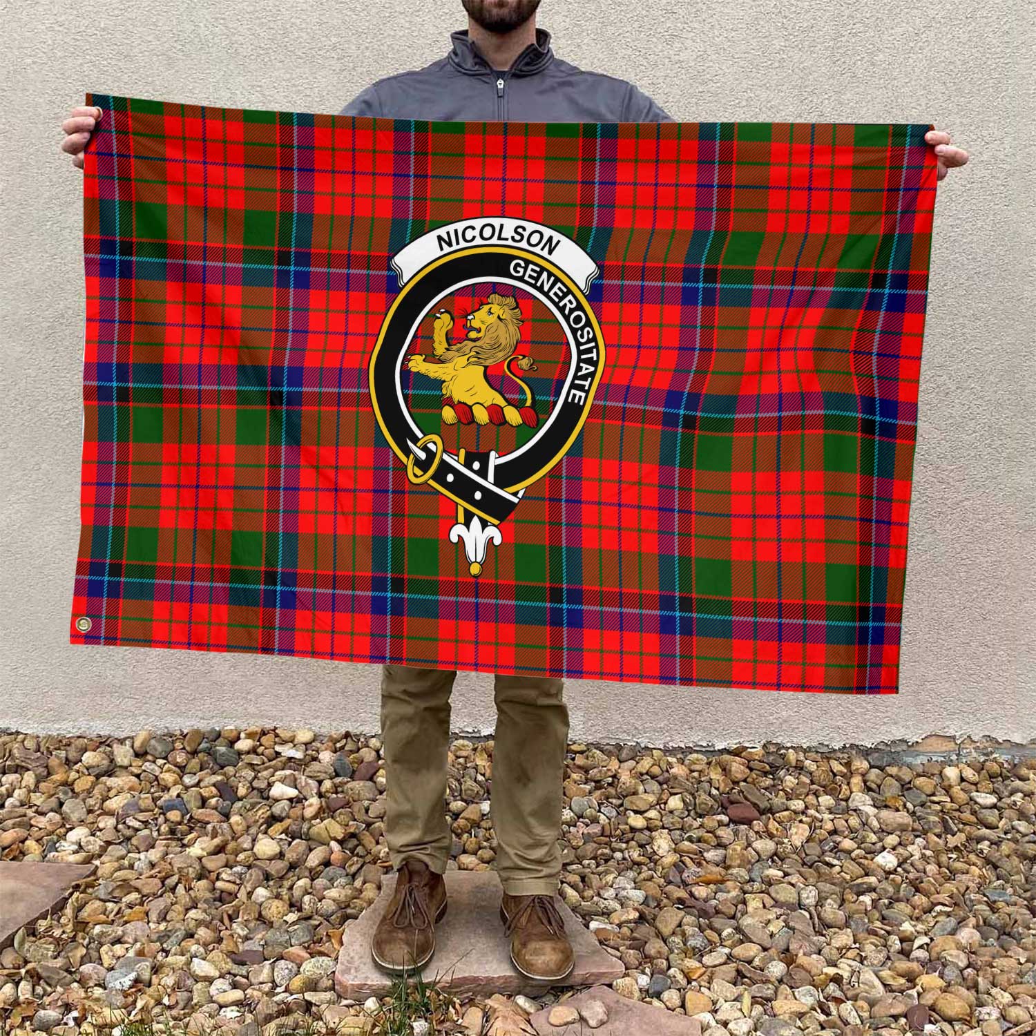 Clan Nicolson Tartan Flag Crest And Plaid Basic Style