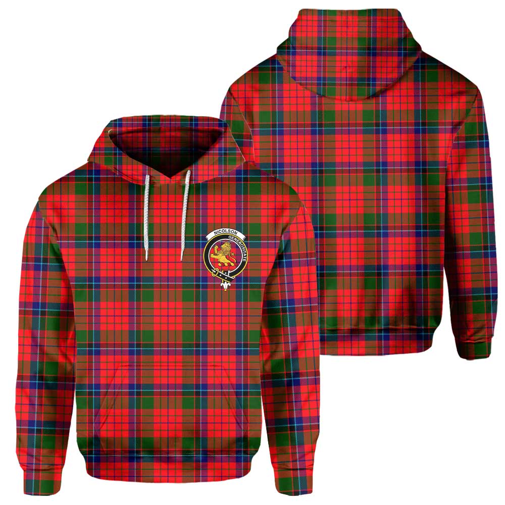 Clan Nicolson Tartan Men Hoodie Crest And Plaid Basic Style