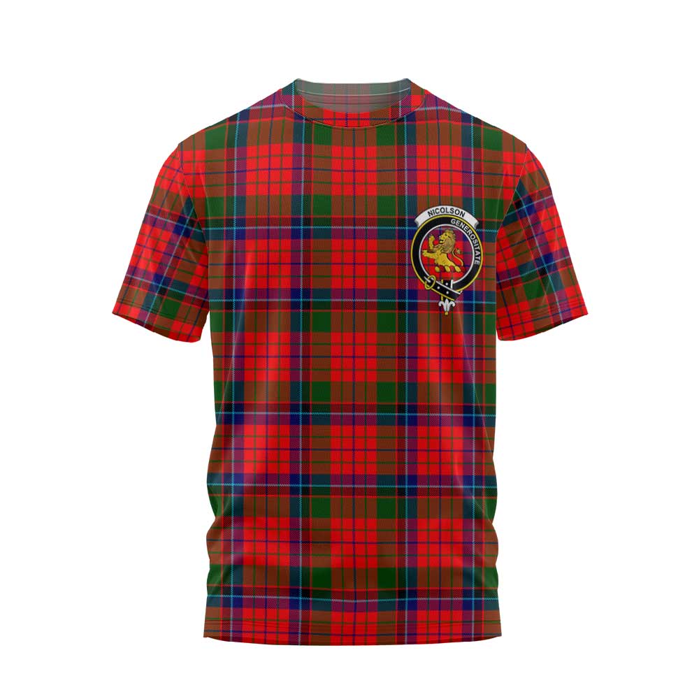 Clan Nicolson Tartan Men T Shirt Crest And Plaid Basic Style