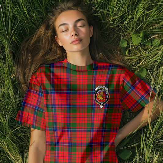 Clan Nicolson Tartan Women T Shirt Crest And Plaid Basic Style