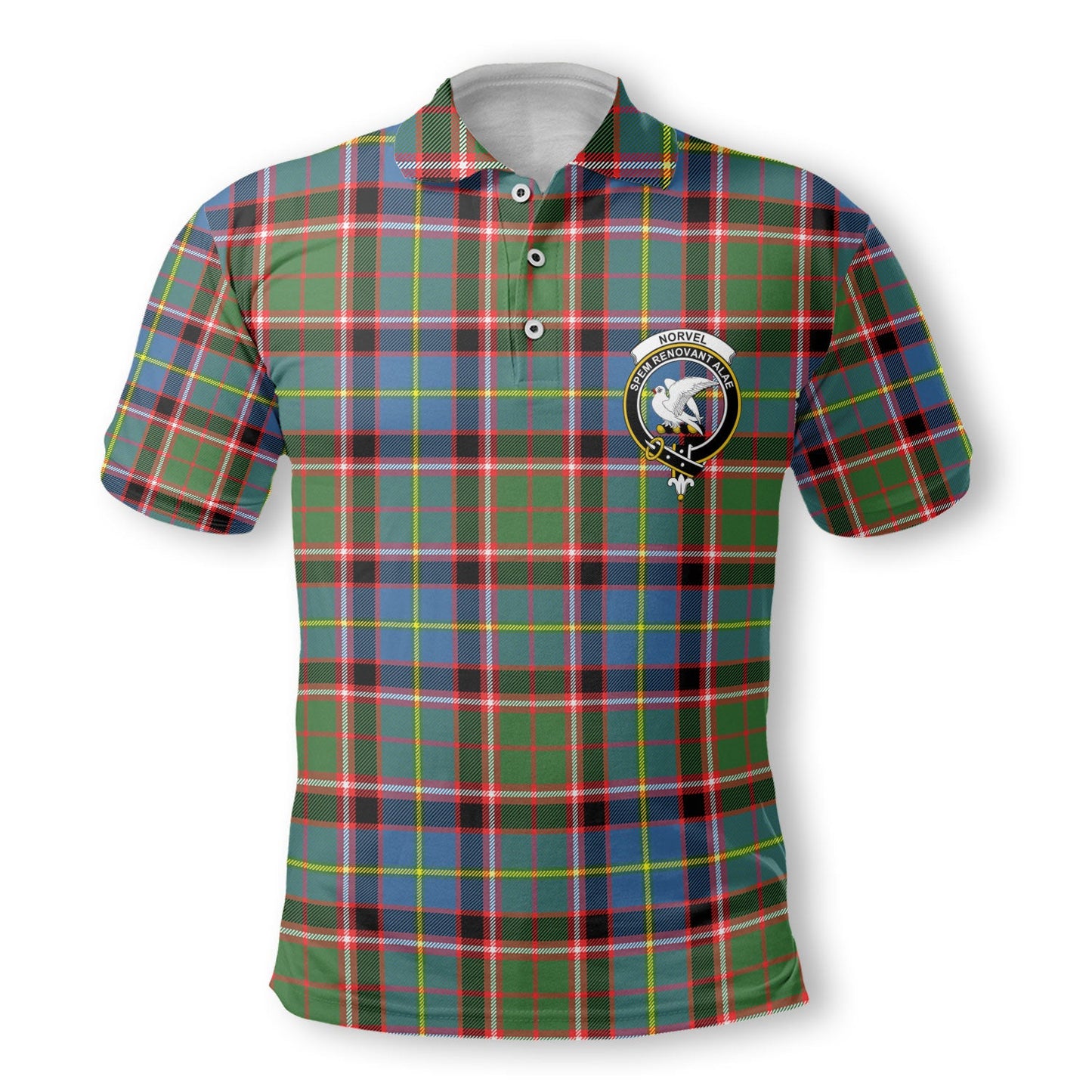 Clan Norvel Tartan Golf Men Polo Shirt Crest And Plaid Basic Style