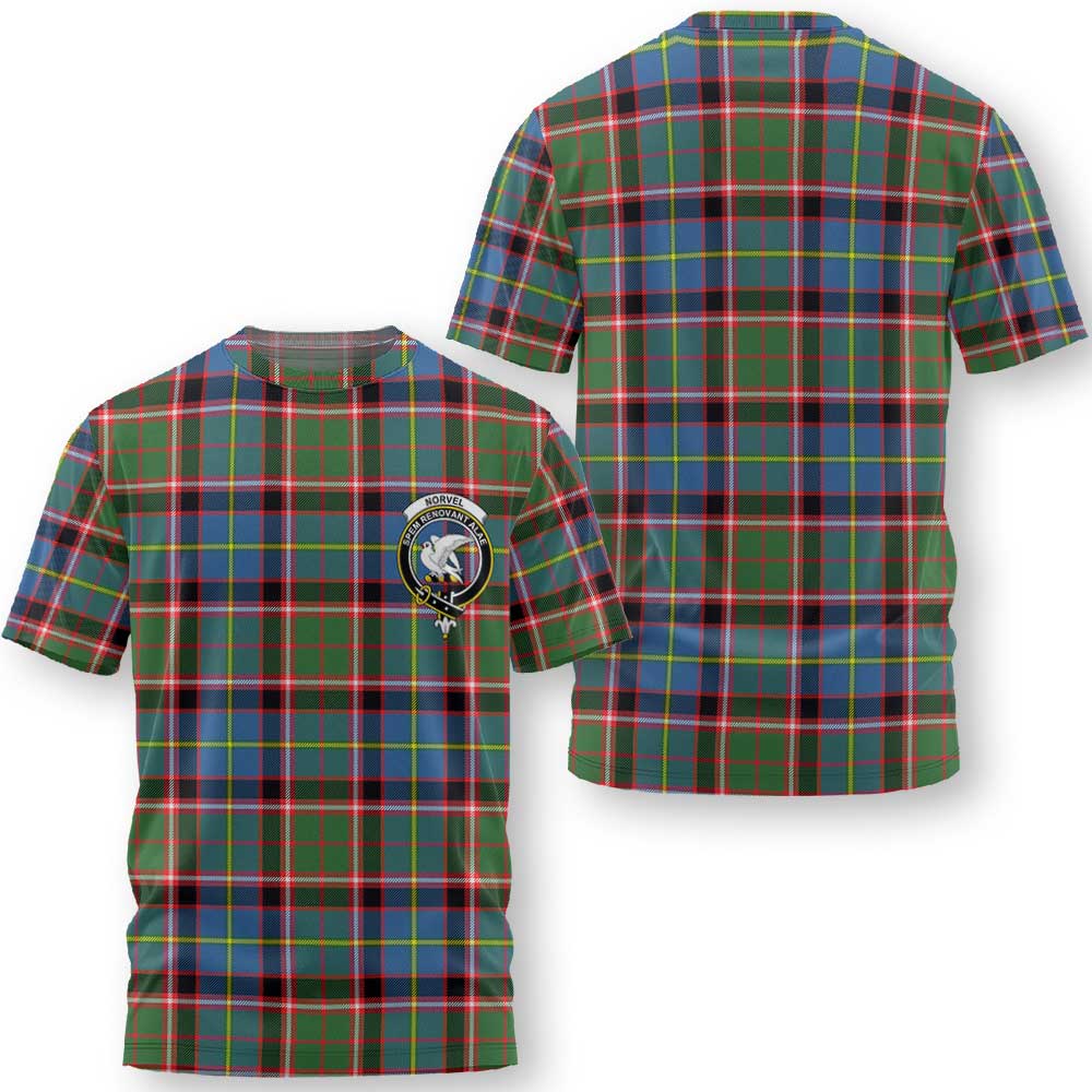 Clan Norvel Tartan Men T Shirt Crest And Plaid Basic Style