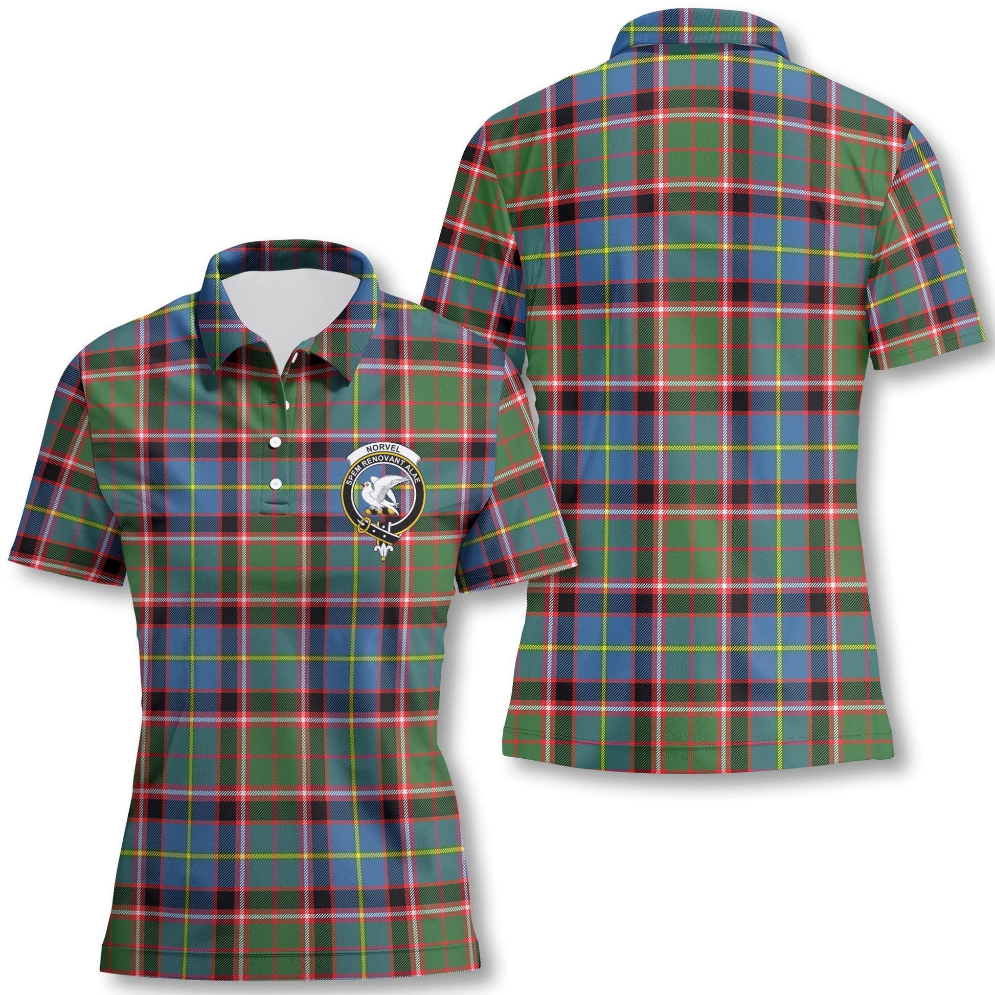 Clan Norvel Tartan Women Polo Shirt Crest And Plaid Basic Style