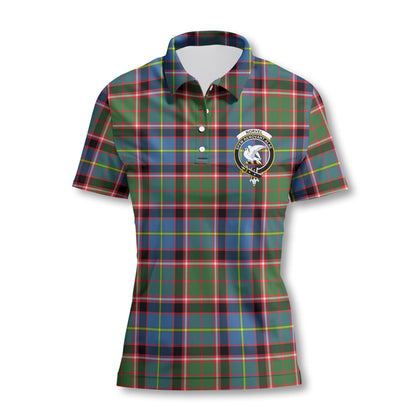 Clan Norvel Tartan Women Polo Shirt Crest And Plaid Basic Style