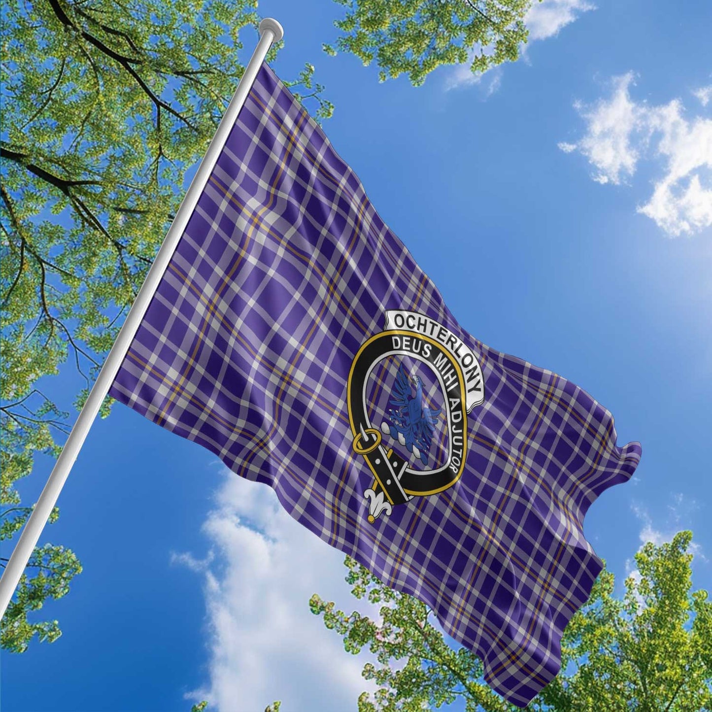 Clan Ochterlony Tartan Flag Crest And Plaid Basic Style