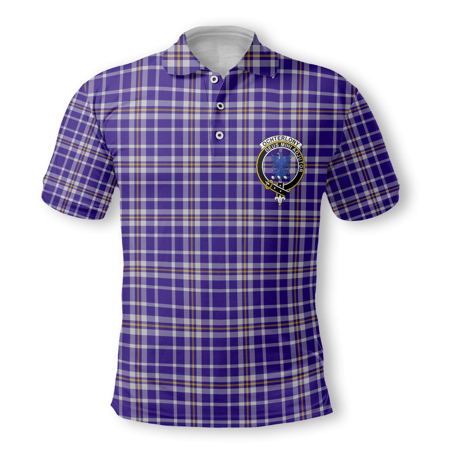 Clan Ochterlony Tartan Golf Men Polo Shirt Crest And Plaid Basic Style