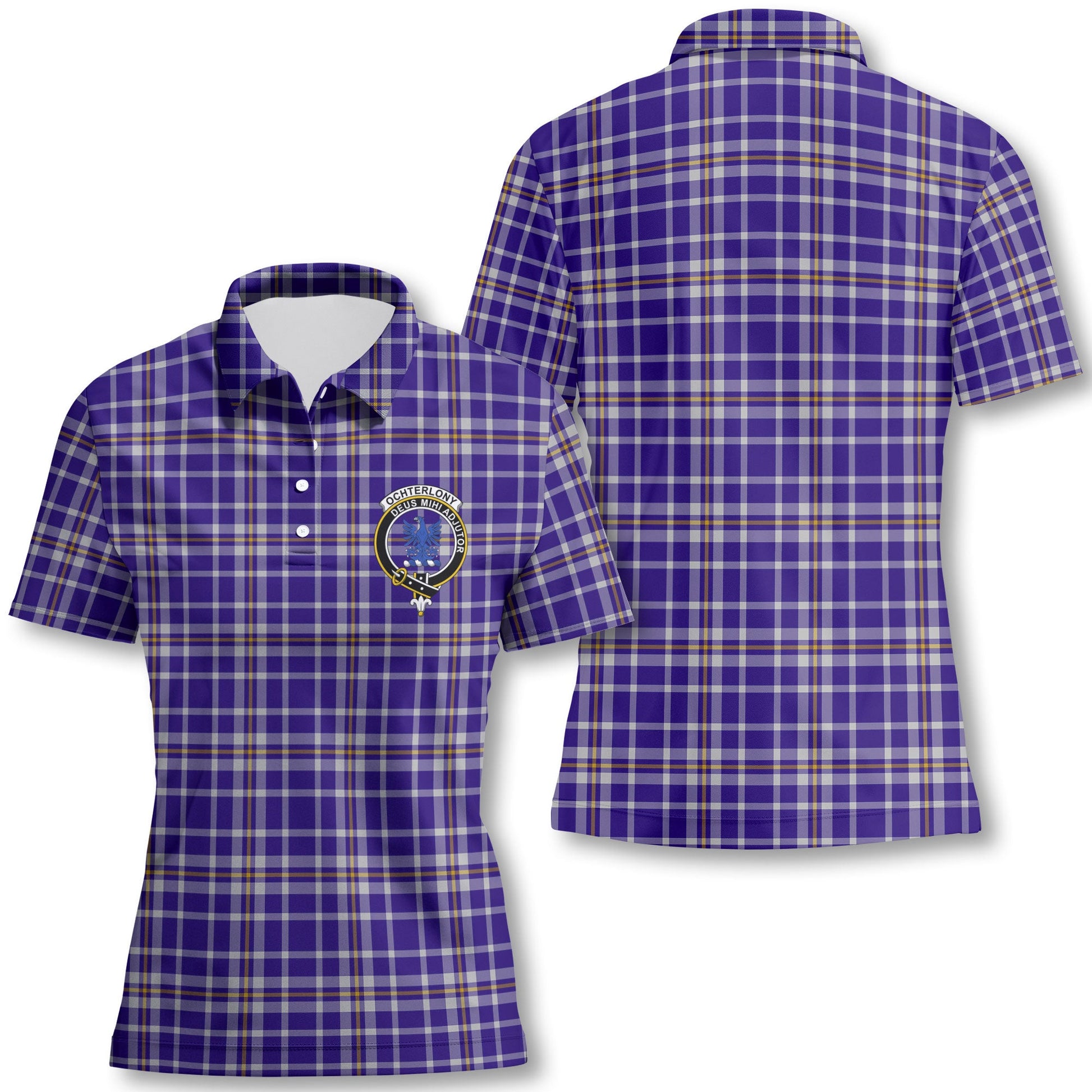 Clan Ochterlony Tartan Women Polo Shirt Crest And Plaid Basic Style