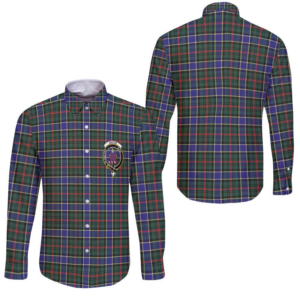 Clan Ogilvie Tartan Long Sleeve Button Shirt Crest And Plaid Basic Style