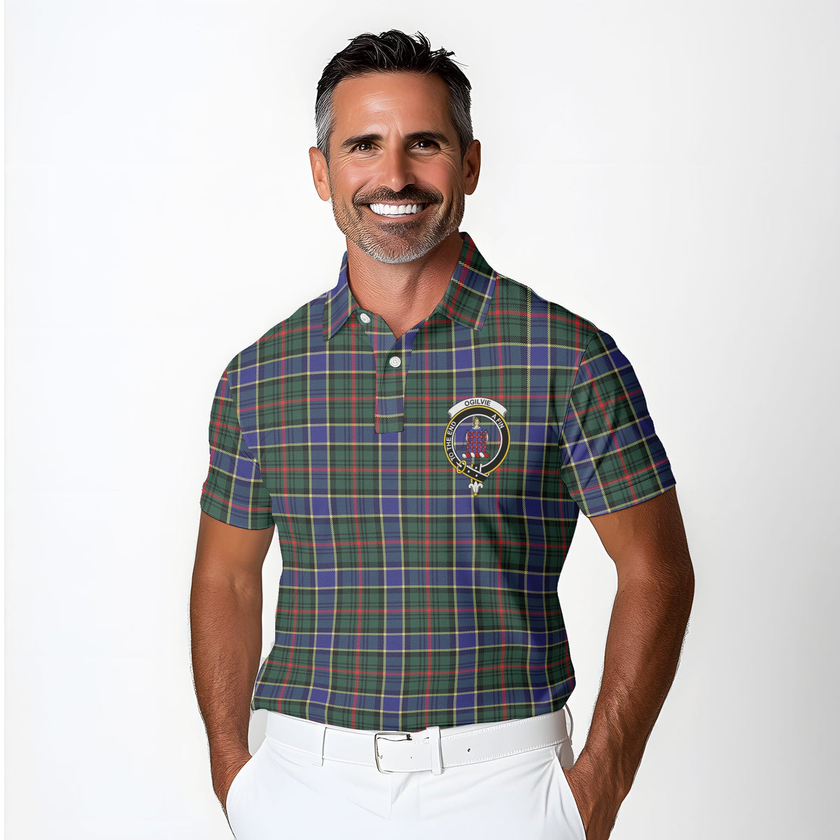 Clan Ogilvie Tartan Men Polo Shirt Crest And Plaid Basic Style