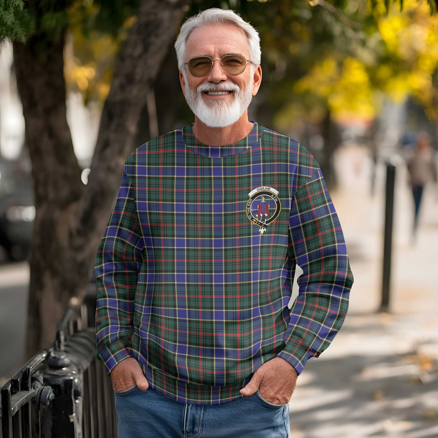 Clan Ogilvie Tartan Men Sweatshirt Crest And Plaid Basic Style