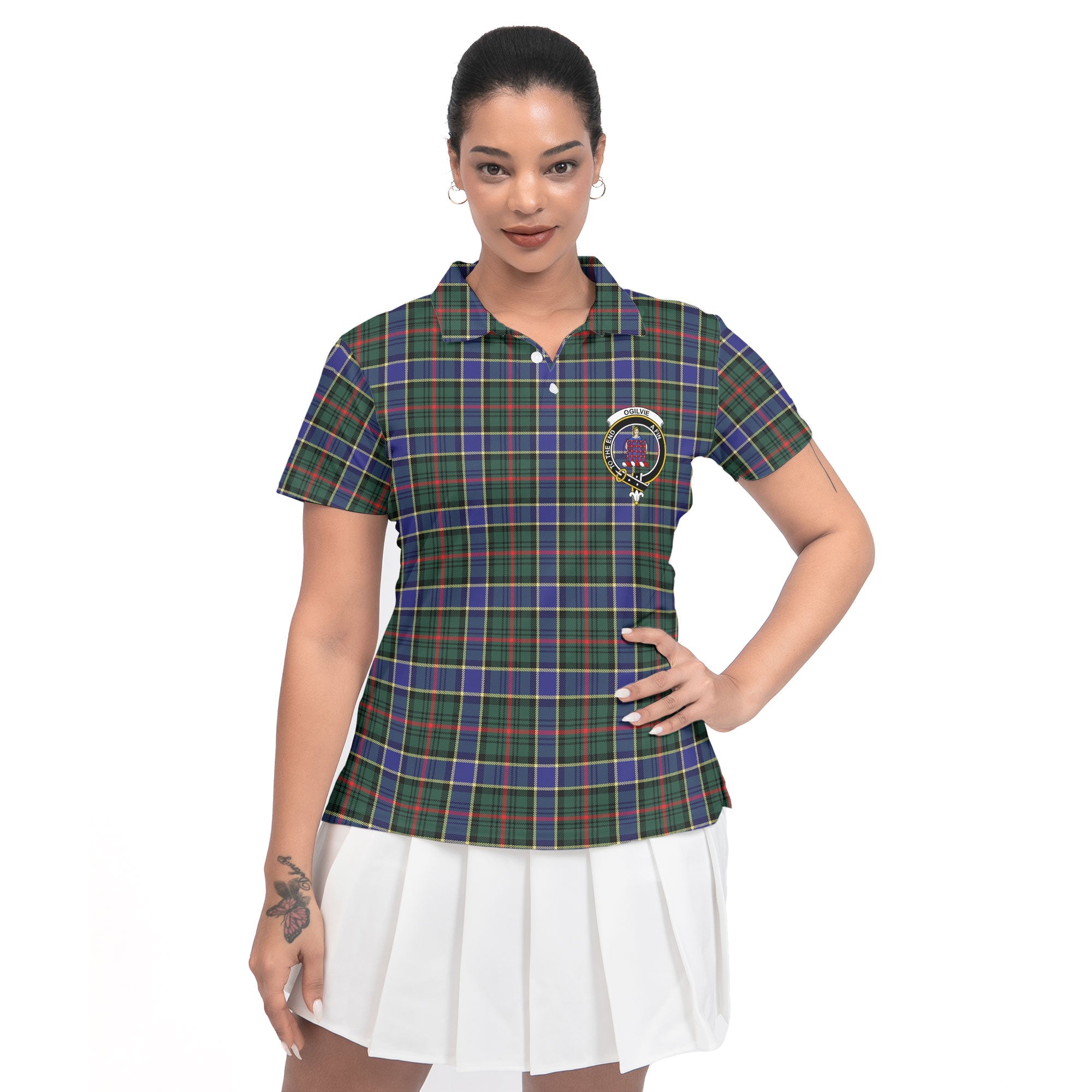 Clan Ogilvie Tartan Women Polo Shirt Crest And Plaid Basic Style