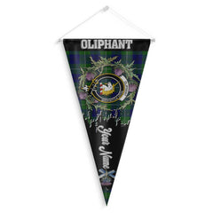 Clan Oliphant Tartan Felt Pennant Crest And Plaid Basic Style