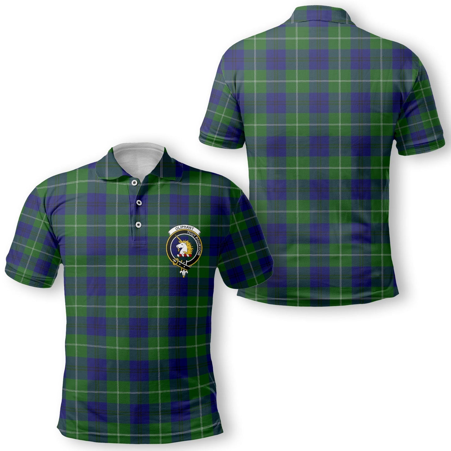 Clan Oliphant Tartan Golf Men Polo Shirt Crest And Plaid Basic Style