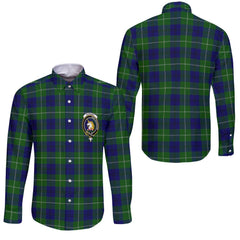 Clan Oliphant Tartan Long Sleeve Button Shirt Crest And Plaid Basic Style