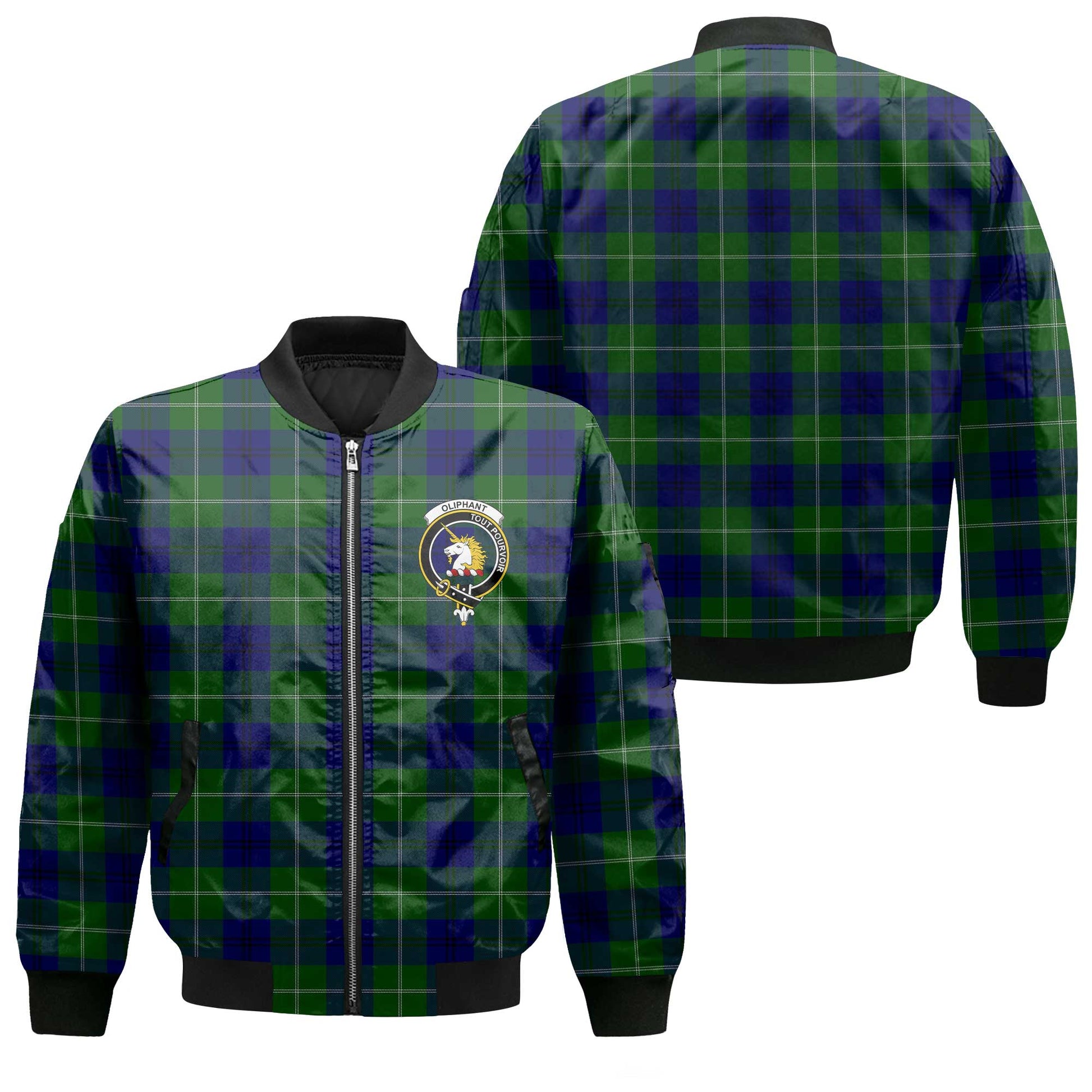 Clan Oliphant Tartan Men Bomber Jacket Crest And Plaid Basic Style