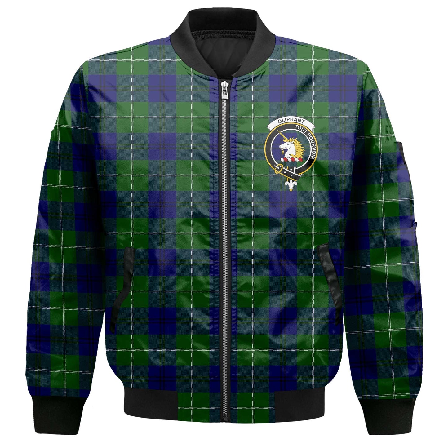 Clan Oliphant Tartan Men Bomber Jacket Crest And Plaid Basic Style