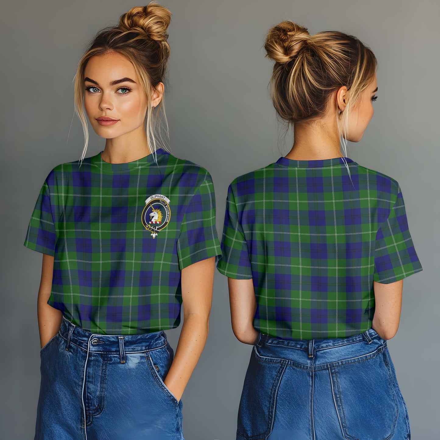 Clan Oliphant Tartan Women T Shirt Crest And Plaid Basic Style