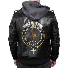 Clan Orrock Tartan Zip Leather Jacket Crest And Plaid Basic Style