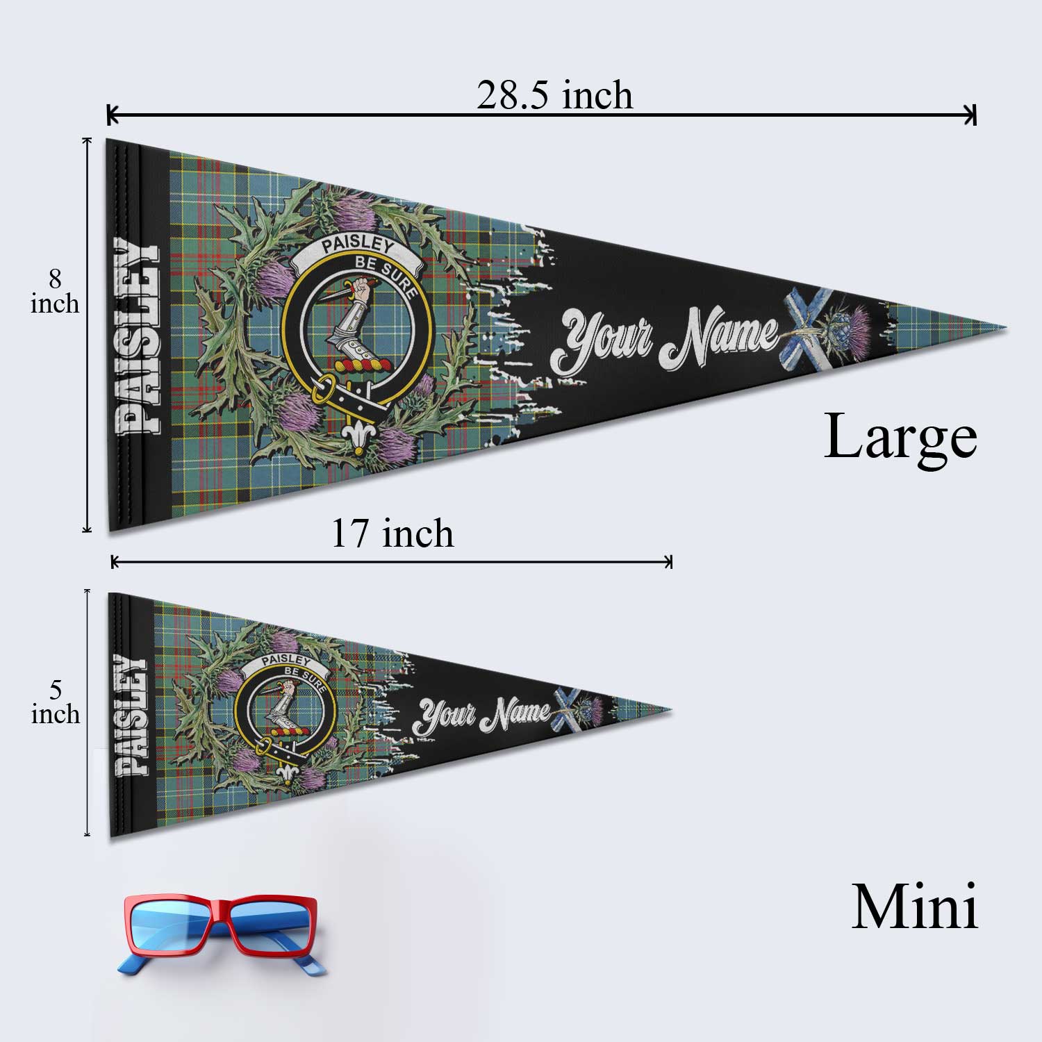 Clan Paisley Tartan Felt Pennant Crest And Plaid Basic Style