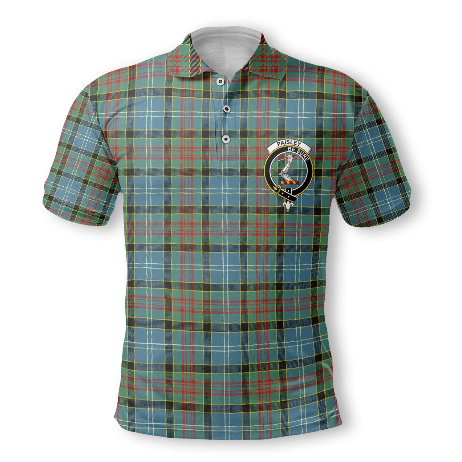 Clan Paisley Tartan Golf Tartan Men Polo Shirt Crest And Plaid Basic Style