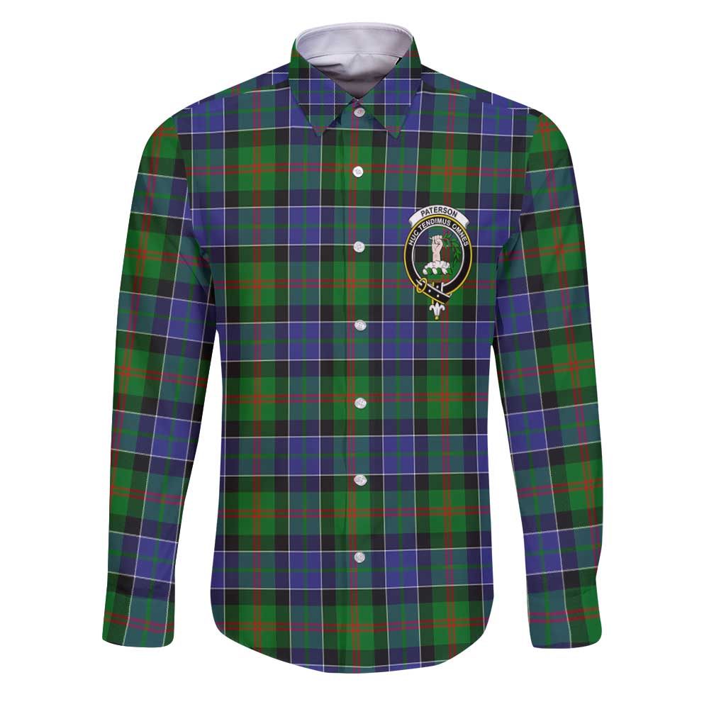 Clan Paterson Tartan Long Sleeve Button Shirt Crest And Plaid Basic Style