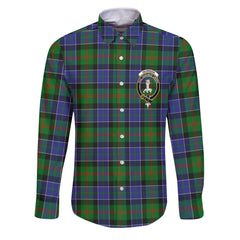 Clan Paterson Tartan Long Sleeve Button Shirt Crest And Plaid Basic Style